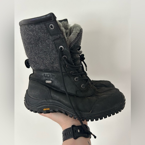Ugg Adirondack II Waterproof Vibram Winter Boots - Women's Size 7 - Black Gray - Picture 1 of 10
